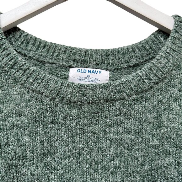 OLD NAVY Womens Sweater Plus Size 2X Heather Green Crew Neck Knit Pullover - Picture 4 of 9